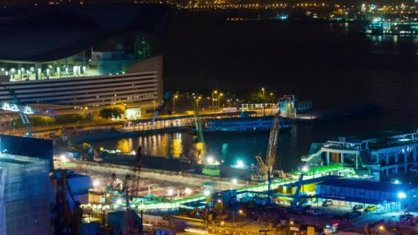 Noční Hong Kong provoz panorama — Stock video
