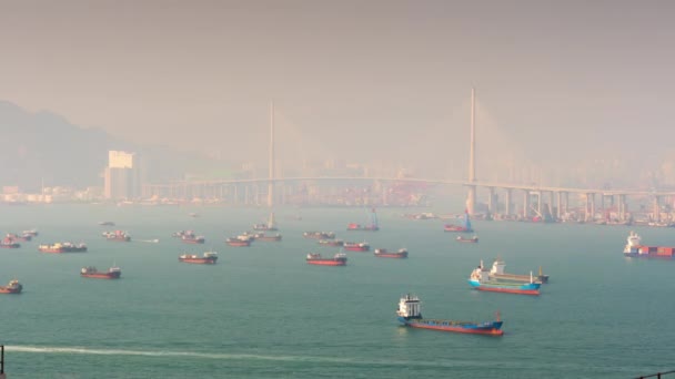 Hong kong victoria tráfego portuário — Vídeo de Stock