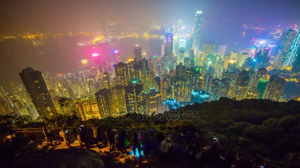 Ludzie w nocy Hong Kong — Wideo stockowe
