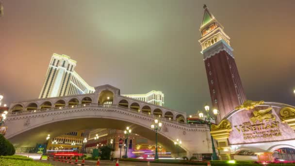 Night macau taipa island traffic — Stock Video