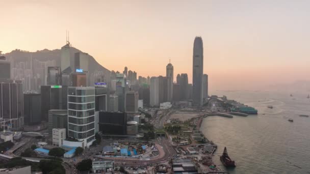 Día Hong Kong panorama del tráfico — Vídeo de stock