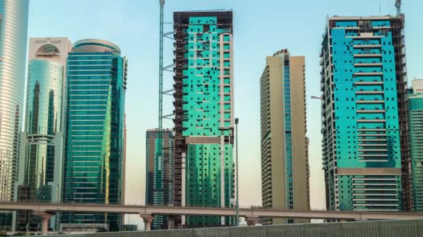 Dubai marina edificios panorama — Vídeo de stock