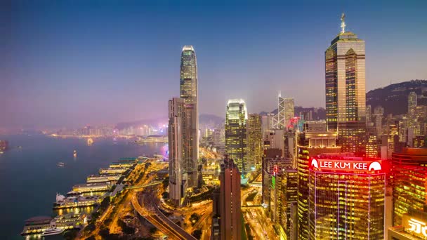 Night Hong Kong traffic panorama — Stock Video