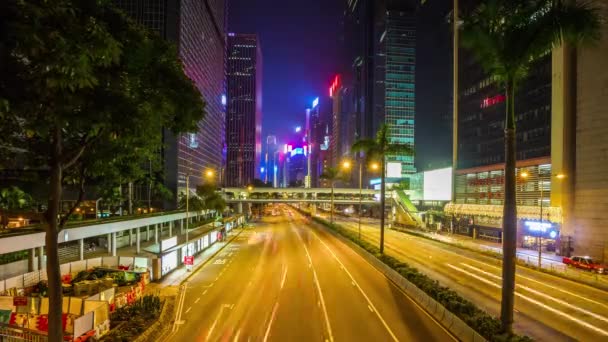 Natt Hong Kong trafik panorama — Stockvideo