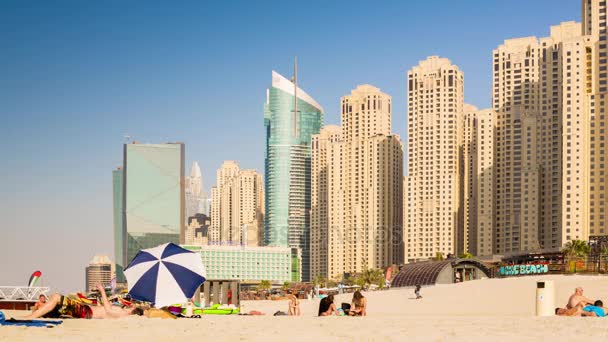 Dubai beach lagoon panorama — Stockvideo