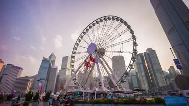 Hong kong rueda bahía panorama — Vídeos de Stock