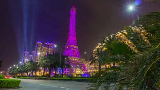 Парижская башня знаменитой гостиницы — стоковое видео