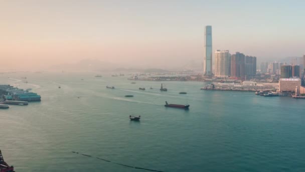 Гонконг міський пейзаж Панорама — стокове відео