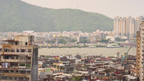 Panorama du paysage urbain de l'île de Macao taipa — Video