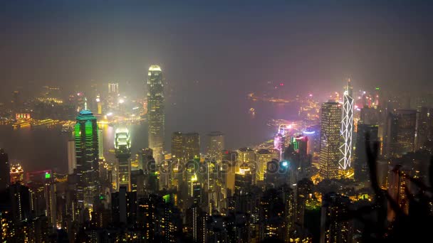 Panoramę ruchu Hong Kong nocą — Wideo stockowe