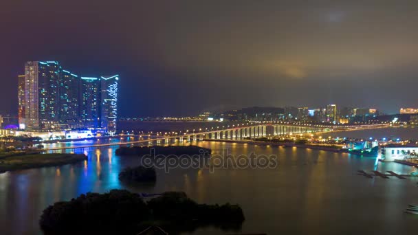 Macau taipa island night traffic — Stock Video