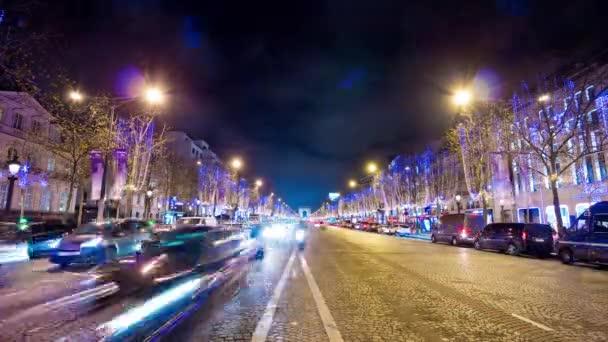 París tráfico nocturno — Vídeos de Stock