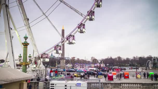 Колесо обозрения на площади Конкорда — стоковое видео