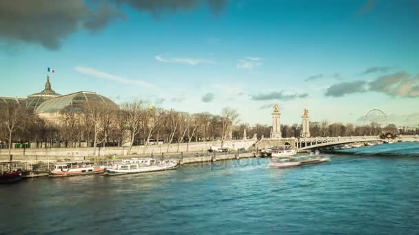 Seine floden i Paris — Stockvideo