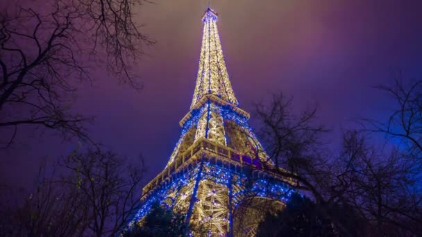 Bella Torre Eiffel di notte — Video Stock