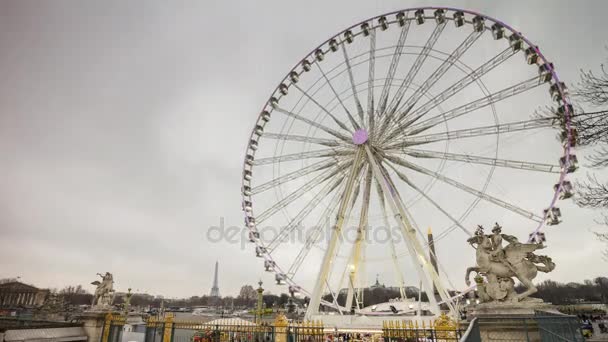 Roda gigante na praça Concorde — Vídeo de Stock