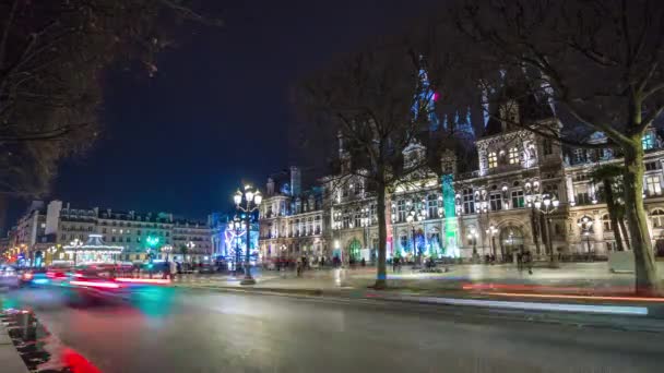 París tráfico nocturno — Vídeos de Stock