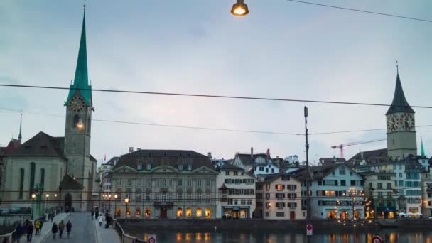 Nattlivet i Zürich — Stockvideo