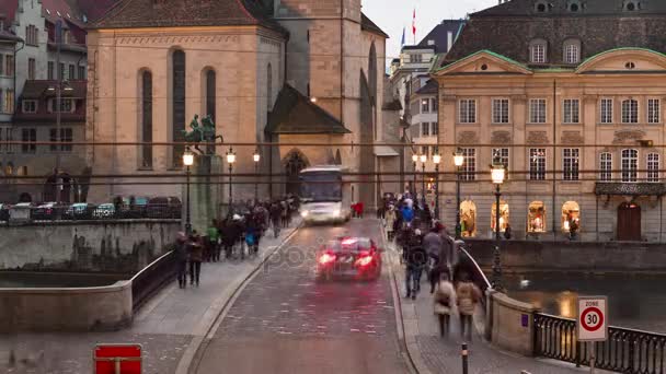 Нічне життя міста Цюрих — стокове відео