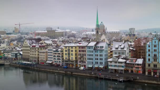 Flusslimmat im Zentrum von Zürich — Stockvideo
