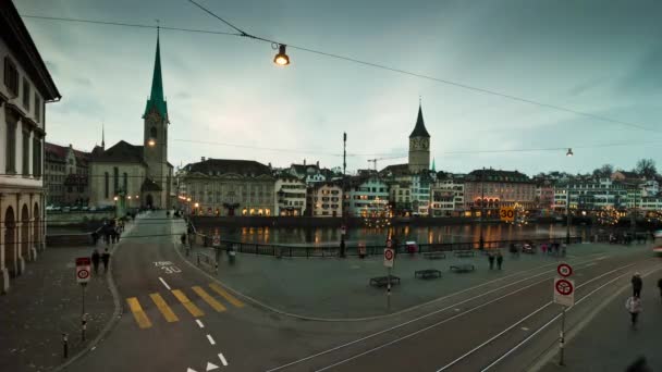 Vida noturna de Zurique — Vídeo de Stock