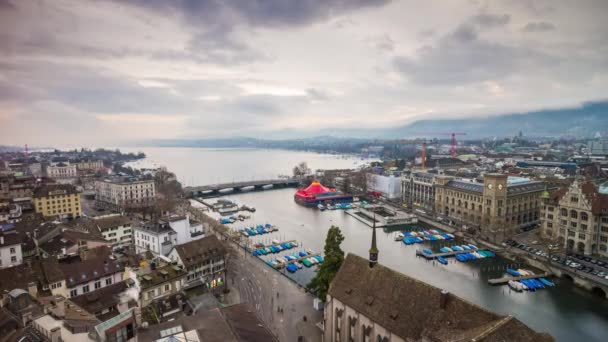 Flusslimmat im Zentrum von Zürich — Stockvideo