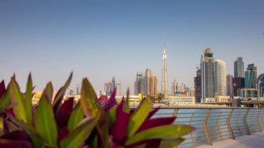 Dubai şehir su kanal panorama 