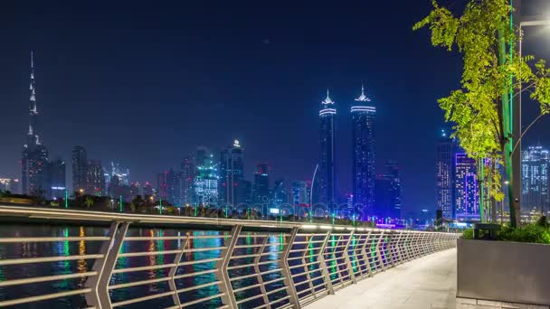 Dubai marina noite panorama — Vídeo de Stock