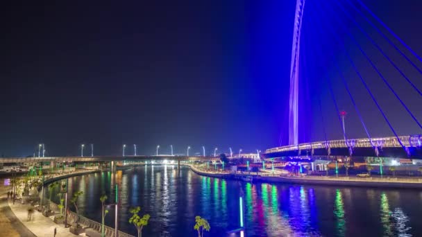 Известный мост Дубайского канала — стоковое видео