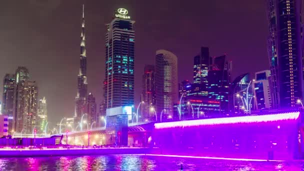 Dubai marina edificios panorama — Vídeos de Stock