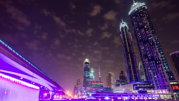 Dubai marina buildings panorama — Stock Video