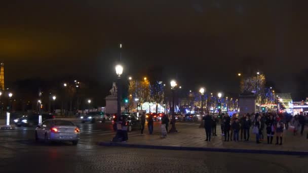 Paris tráfego noturno — Vídeo de Stock