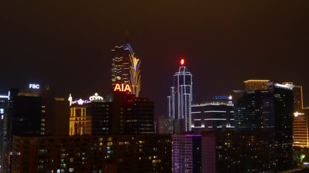 Panorama nocturne île de Macao taipa — Video