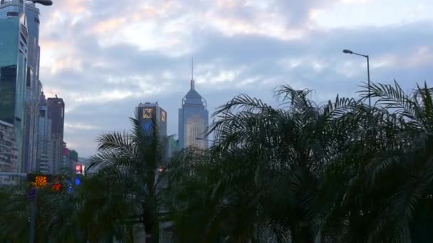 Hongkongs skyskrapere, panorama – stockvideo