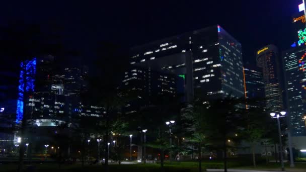 Gece Hong Kong panorama — Stok video