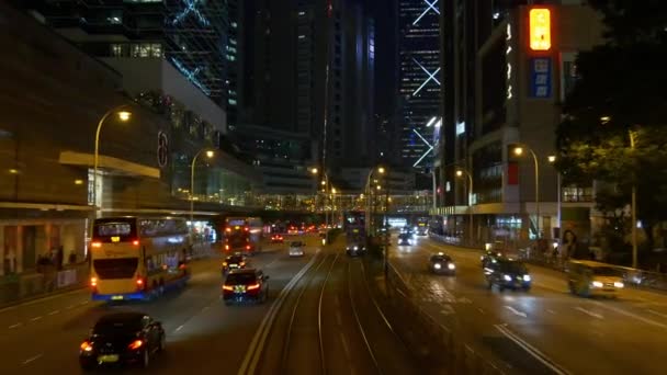 Nachtverkehr in Hongkong — Stockvideo