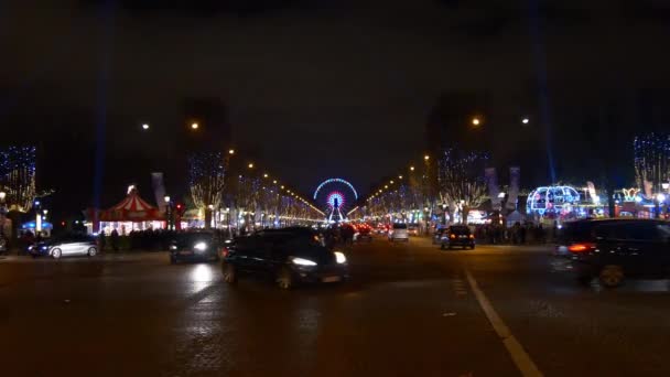 Paris night traffic — Stock Video