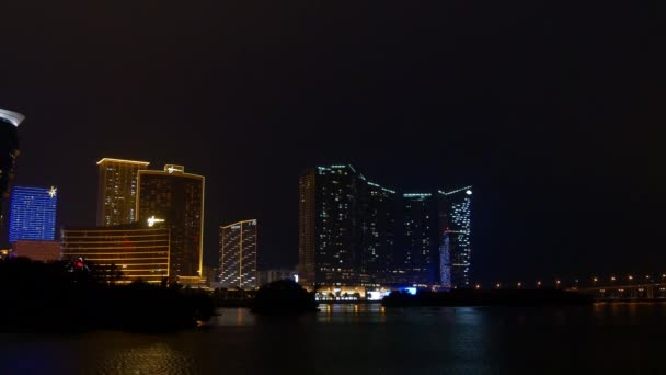 Macau taipa eiland nacht panorama — Stockvideo