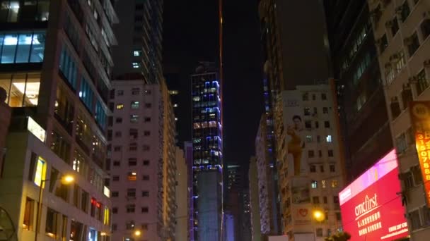 Natt Hong Kong stadsbild panorama — Stockvideo