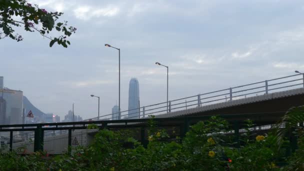 Hong kong road bridge panorama — Stockvideo