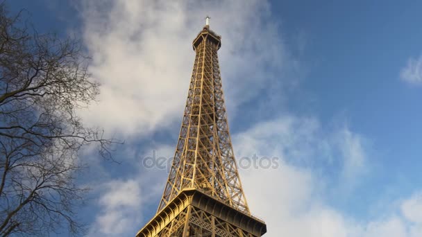 Turistas en la Torre Eiffel — Vídeo de stock
