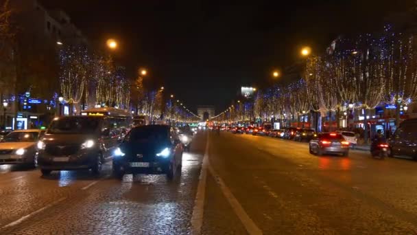 Traffico notturno Parigi — Video Stock