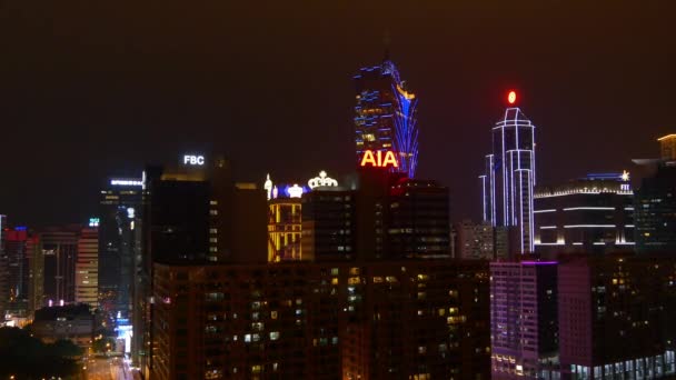 Macau taipa ön natt panorama — Stockvideo