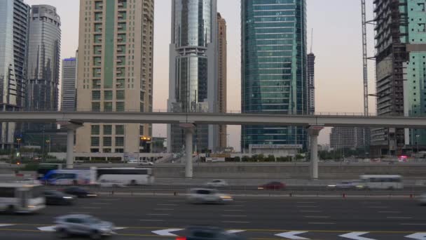 迪拜的交通现场全景 — 图库视频影像