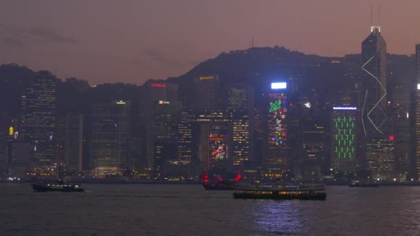 Panorama de Hong Kong la nuit — Video