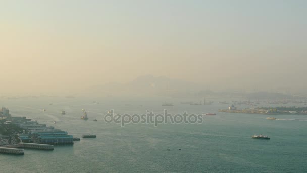 Hong Kong sabah Panoraması — Stok video