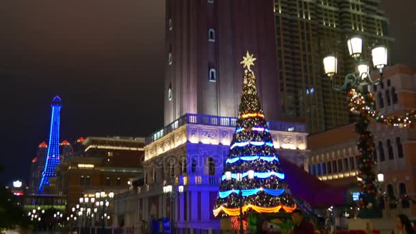 Centrum Makau oświetlony w nocy — Wideo stockowe