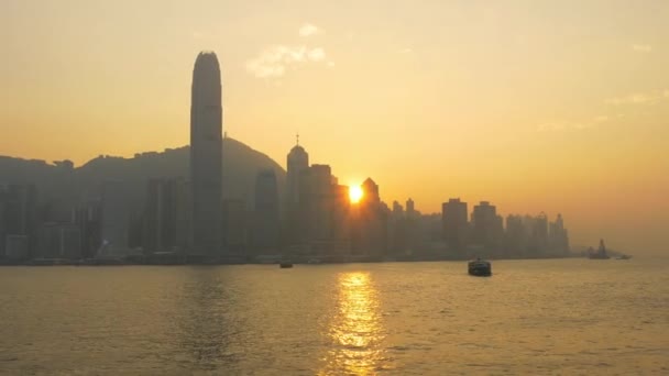 Avond panorama van Hong Kong — Stockvideo