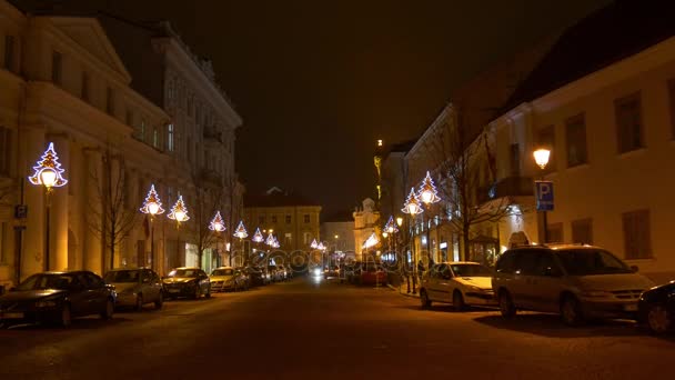 Vilnius iluminado na decoração de Natal — Vídeo de Stock