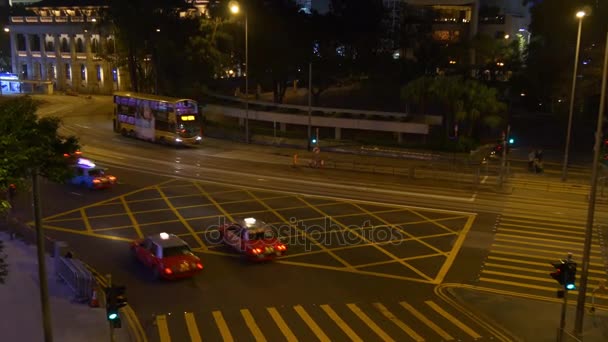 Hong Kong city oświetlony w nocy — Wideo stockowe